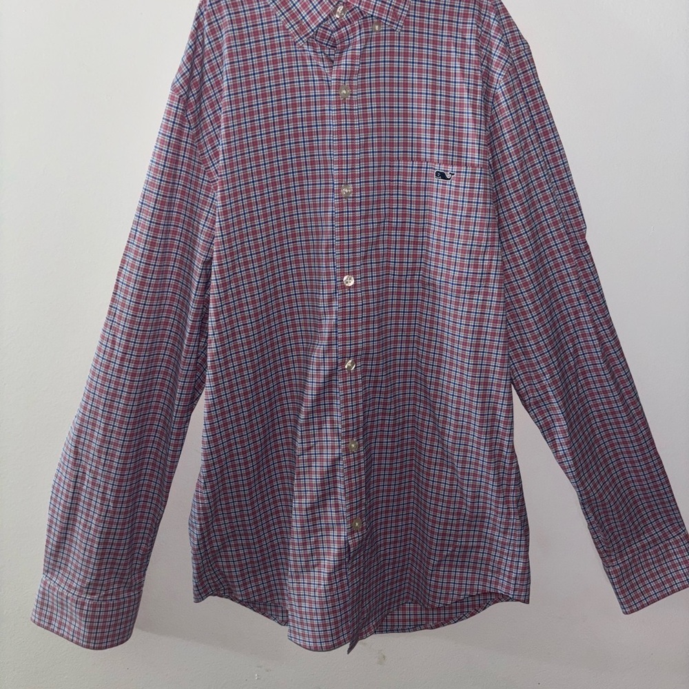 Vineyard Vines Red and Blue Plaid Men's Shirt